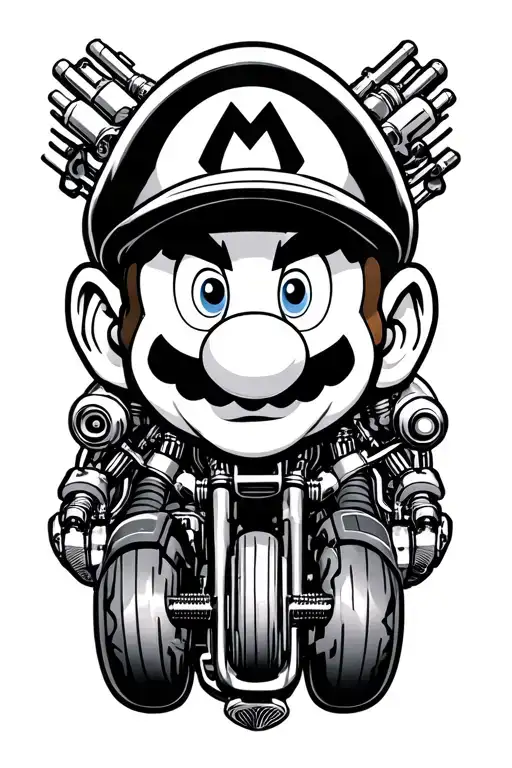 Super Mario Brothers Motorcyle tattoo design idea
