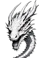 bold dragon head surrounded by black ink tattoo design idea