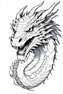 bold dragon head surrounded by black ink tattoo design idea