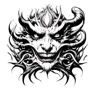 Demon face tattoo design idea