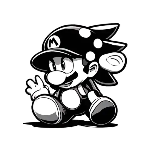 Mario mushroom and sonic chaos emerald tattoo design idea