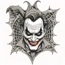 joker laid back in spider web tattoo design idea