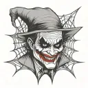 joker laid back in spider web tattoo design idea