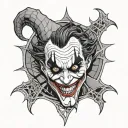 joker laid back in spider web tattoo design idea