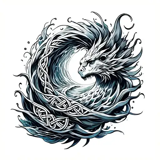 ocean tattoo blend of Celtic and poly tattoo design idea