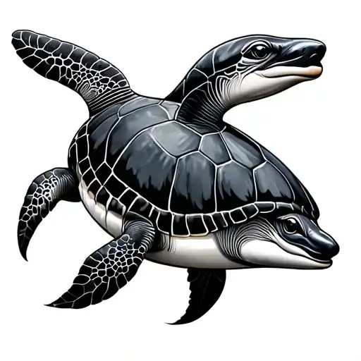 Dolphin And Turtle tattoo design idea