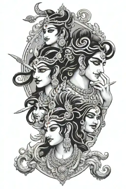 Shiv, Krishna and Kali back tattoo design tattoo design idea