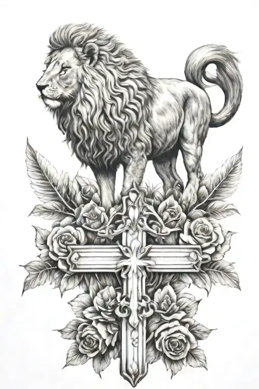 lion. lamb, dove. and cross tattoo tattoo design idea