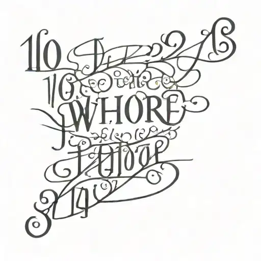 text of 10's whore tattoo design idea