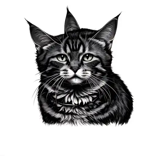 Angeles and cats tattoo design idea