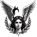 laurel wreath angel wing and the devil tattoo design idea