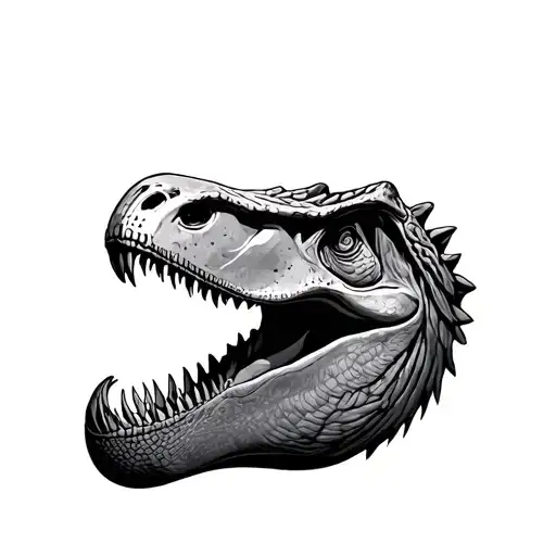 Dodo with a T rex fossil head tattoo design idea