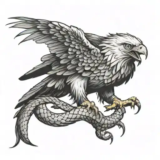 eagle attacking snake in its claws tattoo design idea
