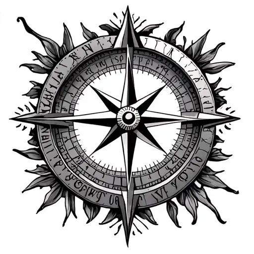 compass yorkshire rose centre tattoo design idea