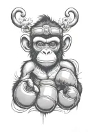 Monkey boxing gloves surrounded my rain tattoo design idea