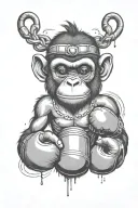 Monkey boxing gloves surrounded my rain tattoo design idea