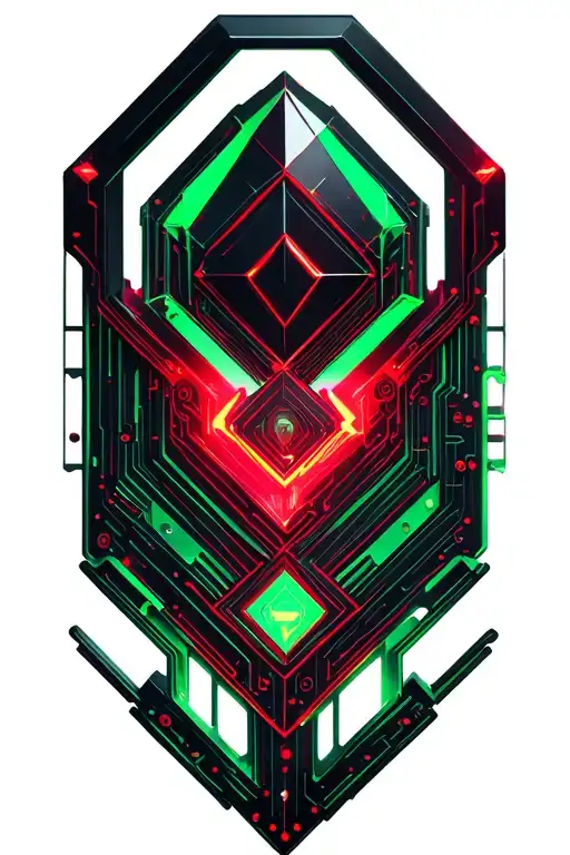 Red dark and green Cristal in 3d tattoo design idea