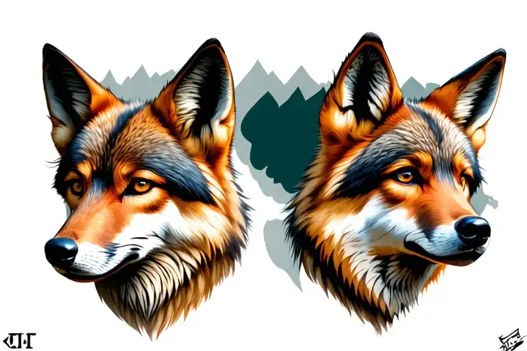 coyote head tattoo design idea