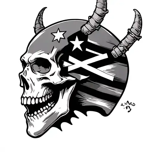 skull with rebel flag morphing demons tattoo design idea
