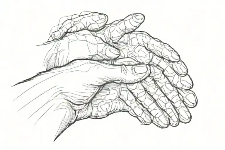 hand and paw reach out to each other tattoo design idea