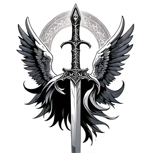 God's sword Archangel tattoo design idea