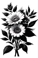 march, august, december birth flower bouquet tattoo design idea