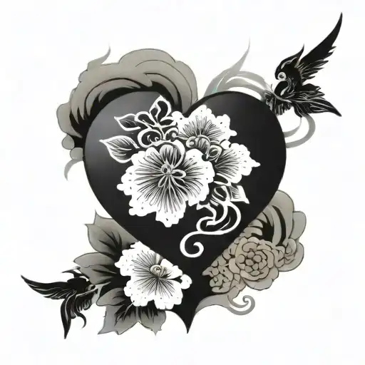 name in heart shape  tattoo design idea