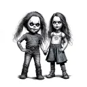 chucky and Tiffany horror tattoo design idea
