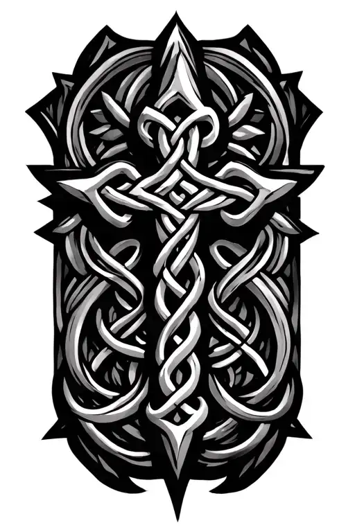 celtic knotwork sharp crusafix tattoo design idea