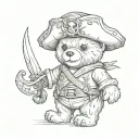 teddy bear pirate tattoo design idea