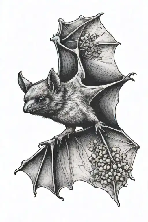 a realistic fruit bat tattoo design idea