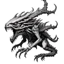 Tattoo in the style of a mix of creatures from the Necronomicon tattoo design idea