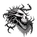 Tattoo in the style of a mix of creatures from the Necronomicon tattoo design idea