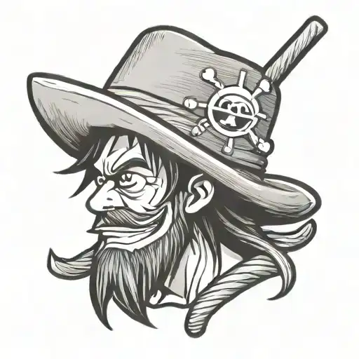 whitebeards logo with luffy straw hat tattoo design idea