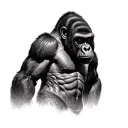 Make a thought gorilla but with an intelligent smart warrior and shrewd to tattoo on the calf tattoo design idea