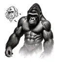 Make a thought gorilla but with an intelligent smart warrior and shrewd to tattoo on the calf tattoo design idea