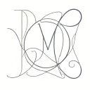 overlapping letters B E H M tattoo design idea