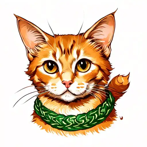 ginger cat tattoo design idea