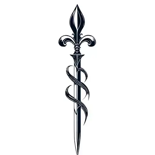 halberd and fleur de lis tattoo design idea