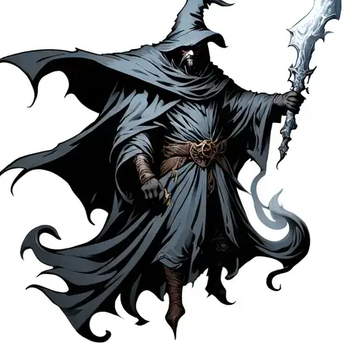 shadow wizard cloaked tattoo design idea