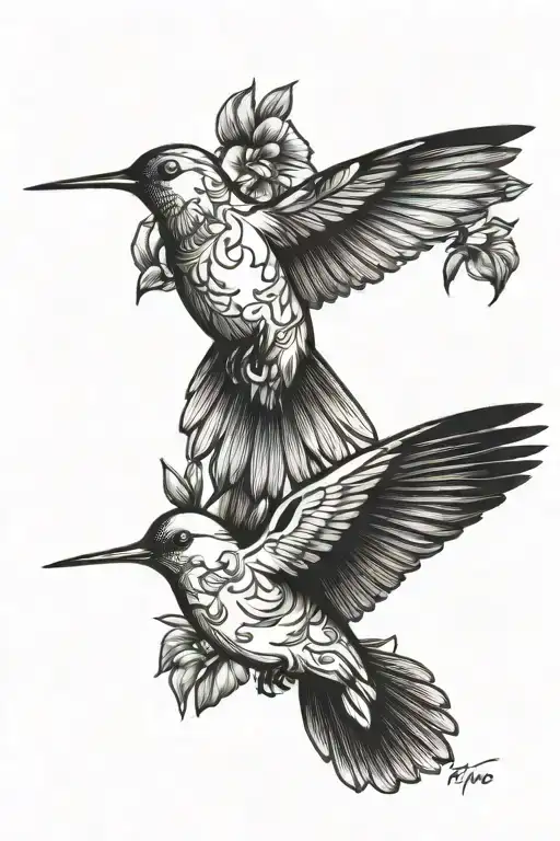 dove, blue bird and hummingbird tattoo design idea