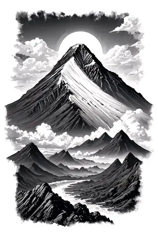 Mount Kilimanjaro and Taar Volcano tattoo design idea