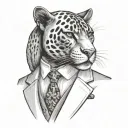 panther wearing a 3 piece suit smoking a cigar tattoo design idea