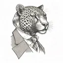 panther wearing a 3 piece suit smoking a cigar tattoo design idea