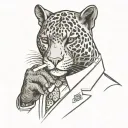 panther wearing a 3 piece suit smoking a cigar tattoo design idea