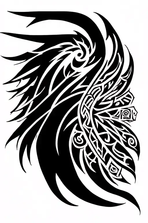 norse tattoo that goes up the left leg from the foot to the hip. it should have runes and the god vidarr in there tattoo design idea