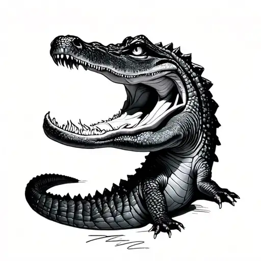 crocodile from the catfish and the bottlemen album 'the ride' woven into something themed around the band 'Oasis' tattoo design idea