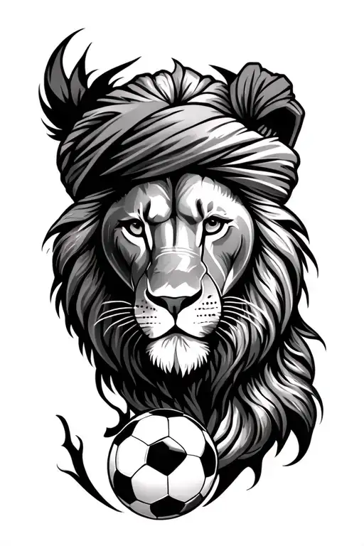 make me a lower fore arm tattoo featuring some Sikh elements and include a memorial for my soccer coach and add a lion tattoo design idea