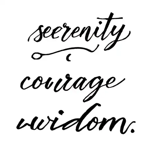 "serenity · courage · wisdom" sketch style illustration tattoo design idea