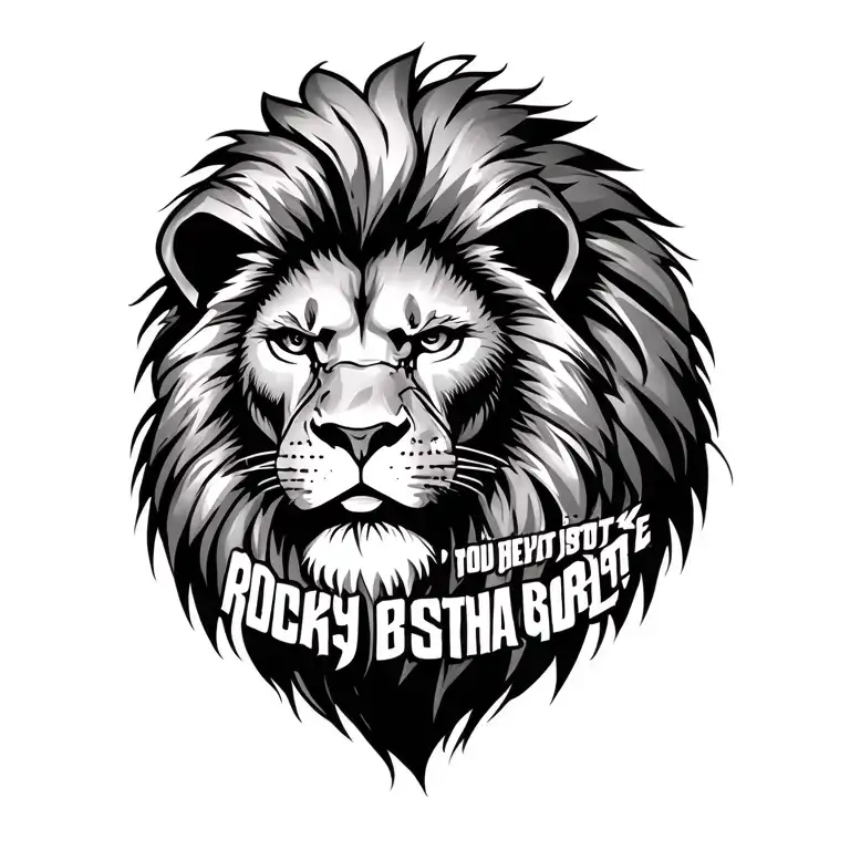 lion with quote written underneat from rocky balboa tattoo design idea